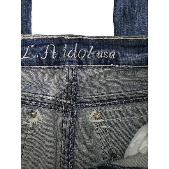 Women's Jeans Embellished Rhinestone Low Rise Straight Leg Denim Jeans Size 9 - Picture 8 of 10